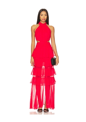 ELLIATT Lilja Halter Neck Maxi Dress in Red. Size L. Also in M, S, XS, XXL.
