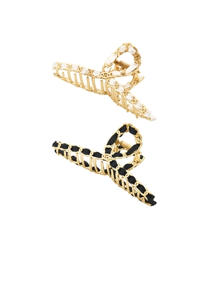 By Adina Eden Metal Chain Loop Claw Clip Set in Metallic Gold.