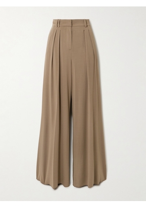 Max Mara - Palanca Pleated Jersey Wide-leg Pants - Brown - x small,small,medium,large,x large