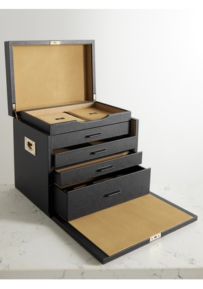 Smythson - Deluxe Panama Textured-leather Jewelry Box - Black - One size