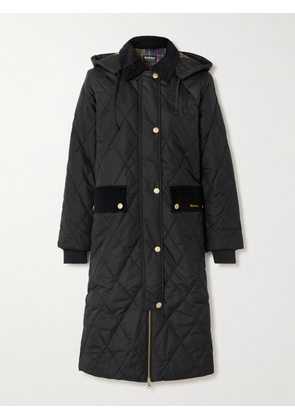Barbour - Meredith Hooded Corduroy-trimmed Quilted Shell Jacket - Black - UK 6,UK 8,UK 10,UK 12,UK 14,UK 16,UK 18