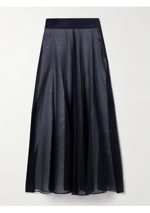 ESSE Studios - Aire Satin-trimmed Silk-organza Maxi Skirt - Blue - UK 4,UK 6,UK 8,UK 10,UK 12,UK 14,UK 16
