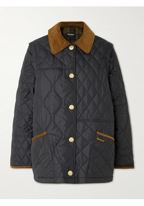 Barbour - Lorrie Convertible Corduroy-trimmed Quilted Shell Jacket - Black - UK 8,UK 10,UK 12,UK 14,UK 16,UK 18