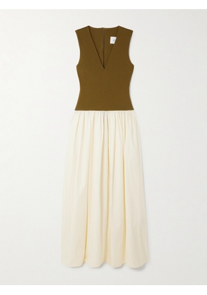 ESSE Studios - Stretch-knit And Silk-crepe Maxi Dress - Green - UK 4,UK 6,UK 8,UK 10,UK 12,UK 14