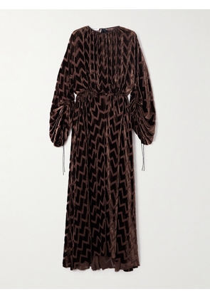Lanvin - Devoré-velvet Maxi Dress - Brown - FR 36,FR 38,FR 40,FR 42,FR 44