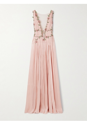 Costarellos - Nalina Embellished Tulle-trimmed Lamé Gown - Pink - FR 34,FR 36,FR 38,FR 40,FR 42