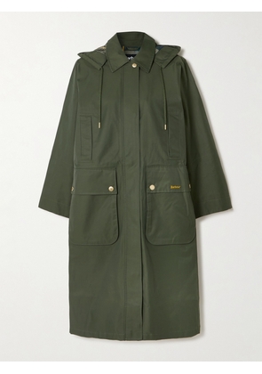 Barbour - Maude Hooded Waxed Cotton-blend Coat - Green - UK 6,UK 8,UK 10,UK 12,UK 14,UK 16,UK 18