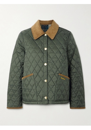 Barbour - Liddesdal Corduroy-trimmed Quilted Shell Jacket - Green - UK 8,UK 10,UK 12,UK 14,UK 16,UK 18