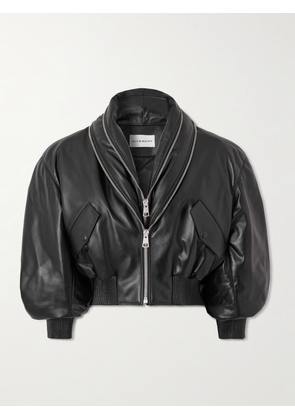 Givenchy - Cropped Layered Leather Bomber Jacket - Black - FR 34,FR 36,FR 38,FR 40,FR 42