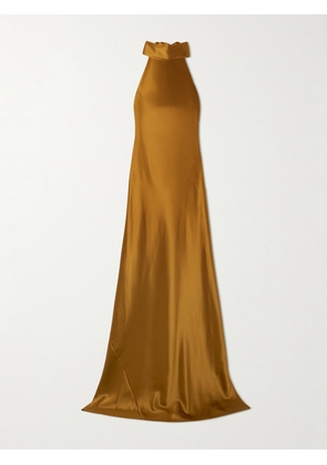 Galvan - Sienna Satin Halterneck Gown - Brown - FR 34,FR 36,FR 38,FR 40,FR 42,FR 44