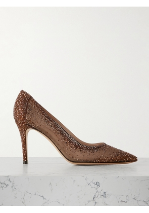 Gianvito Rossi - Rania 85 Crystal-embellished Organza Pumps - Brown - IT34,IT35,IT36,IT37,IT37.5,IT38,IT38.5,IT39,IT39.5,IT40,IT40.5,IT41,IT41.5,IT42