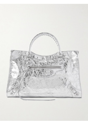 Balenciaga - Le City Medium Metallic Textured-leather Tote - Silver - One size