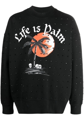 Palm Angels graphic-print crystal-embellished sweatshirt - Black