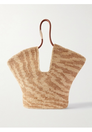 Zimmermann - Goldentime Large Embellished Leather-trimmed Raffia-jacquard Tote - Neutrals - One size