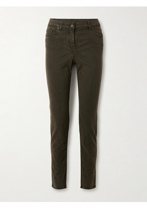 Purdey - Stretch Cotton, Tencel™ And Silk-blend Twill Slim-leg Pants - Green - UK 6,UK 8,UK 10,UK 12,UK 14,UK 16,UK 18