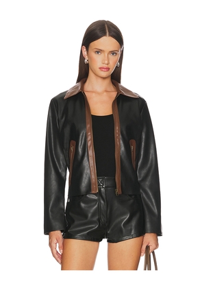 Central Park West Atlas Faux Leather Jacket in Black. Size L. Also in M, S, XS.