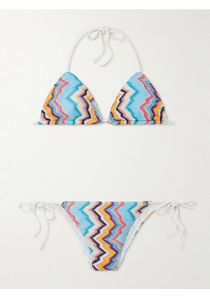 Missoni - Mare Striped Metallic Crochet-knit Bikini - Blue - IT36,IT38,IT40,IT42,IT44,IT46,IT48