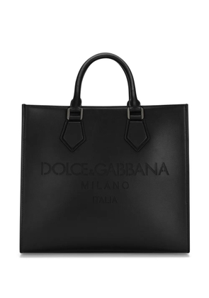 Dolce & Gabbana logo-debossed leather tote bag - Black