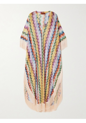 Missoni - Mare Fringed Dégradé Stripes Crochet-knit Kaftan - Multi - small,medium,large