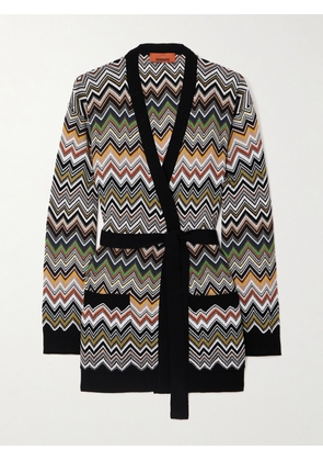 Missoni - Belted Striped Jacquard-knit Cardigan - Black - IT36,IT38,IT40,IT42,IT44,IT46,IT48