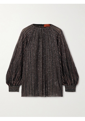 Missoni - Sequin-embellished Striped Metallic Crochet-knit Blouse - Black - IT36,IT38,IT40,IT42,IT44,IT46,IT48