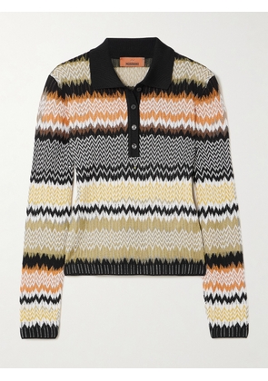 Missoni - Striped Crochet-knit Polo Shirt - Black - IT36,IT38,IT40,IT42,IT44,IT46,IT48