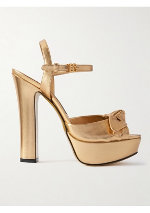 Dolce & Gabbana - Knotted Metallic Leather Platform Sandals - Gold - IT36,IT36.5,IT37,IT37.5,IT38,IT38.5,IT39,IT39.5,IT40,IT41