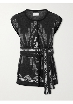 We Norwegians - Kautokeino Belted Jacquard-knit Wool Vest - Black - XS/S,M/L