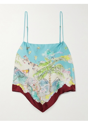 ALÉMAIS - + Anouk Colantoni Daria Cropped Tie-detailed Printed Silk-twill Camisole - Blue - US0,US2,US4,US6,US8,US10,US12