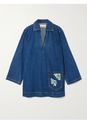 ALÉMAIS - Speedy Appliquéd Denim Mini Dress - Blue - US0,US2,US4,US6,US8,US10,US12