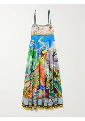 ALÉMAIS - Lucky Pace Printed Shirred Linen Dress - Multi - US0,US2,US4,US6,US8,US10,US12