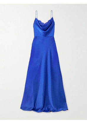Rebecca Vallance - Remi Lace-trimmed Satin Gown - Blue - UK 4,UK 6,UK 8,UK 10,UK 12,UK 14