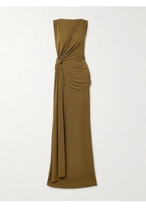 Alex Perry - Draped Gathered Stretch Recycled Crepe-jersey Gown - Green - UK 4,UK 6,UK 8,UK 10,UK 12,UK 14,UK 16