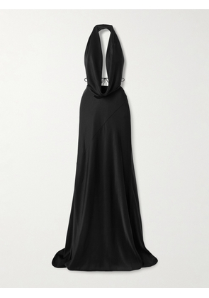 Alex Perry - Paneled Satin-crepe Halterneck Gown - Black - UK 4,UK 6,UK 8,UK 10,UK 12,UK 14