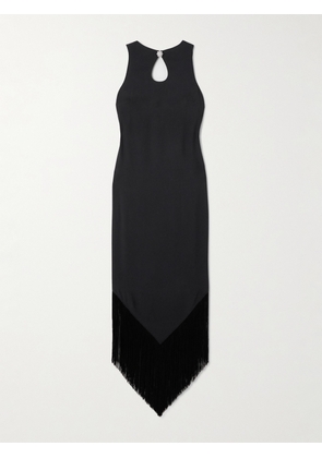 Taller Marmo - Taormina Fringed Crystal-embellished Crepe Gown - Black - IT36,IT38,IT40,IT42,IT44,IT46,IT48