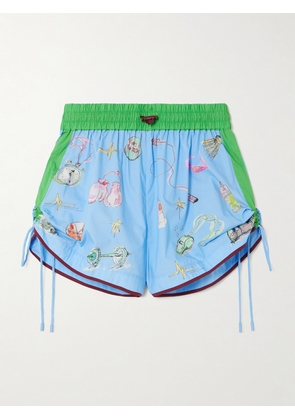 ALÉMAIS - + Anouk Colantoni Printed Organic Cotton-poplin Shorts - Blue - US0,US2,US4,US6,US8,US10,US12