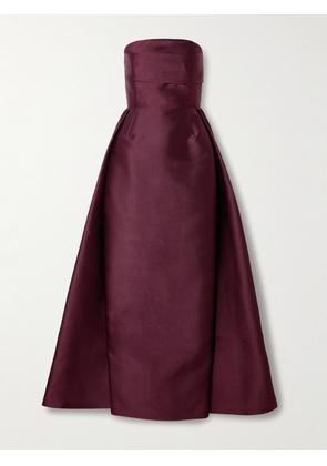 Solace London - Tiffany Strapless Pleated Satin-twill Gown - Purple - UK 4,UK 6,UK 8,UK 10,UK 12,UK 14,UK 16