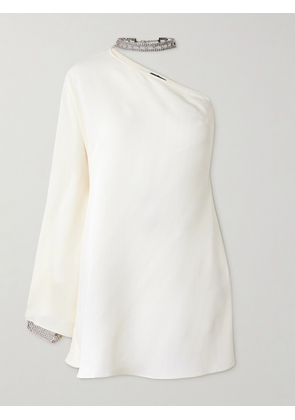 Taller Marmo - Bolkan One-sleeve Embellished Crepe Mini Dress - Cream - IT36,IT38,IT40,IT42,IT44,IT46