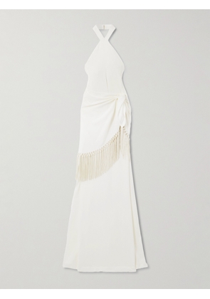 Taller Marmo - Meteora Tasseled Layered Crepe Halterneck Gown - Cream - IT36,IT38,IT40,IT42,IT44,IT46,IT48