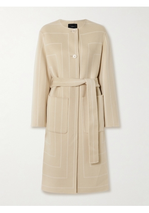 Joseph - Scheffer Belted Striped Wool And Silk-blend Coat - Neutrals - FR 32,FR 34,FR 36,FR 38,FR 40,FR 42,FR 44