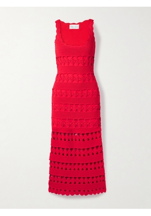 Cara Cara - Joan Crocheted Cotton Midi Dress - Red - xx small,x small,small,medium,large,x large