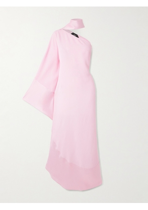Taller Marmo - Olympia One-sleeve Satin-trimmed Crepe Gown - Pink - IT36,IT38,IT40,IT42,IT44,IT46,IT48