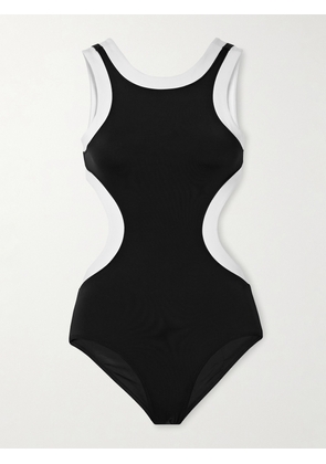 STAUD - Dolce Open-back Two-tone Swimsuit - Black - x small,small,medium,large,x large