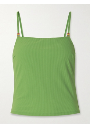 STAUD - Cleo Bead-embellished Ribbed Bikini Top - Green - x small,small,medium,large,x large