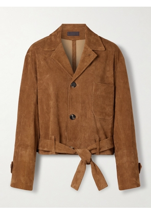 STOULS - Alfi Belted Cropped Suede Jacket - Brown - xx small,x small,small,medium,large