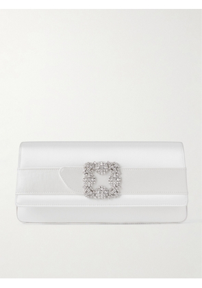 Manolo Blahnik - Gothisi Crystal-embellished Satin Clutch - White - One size