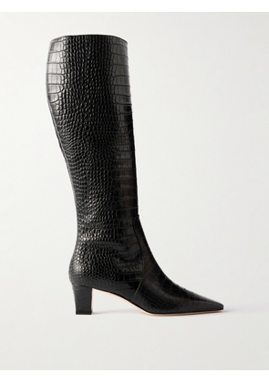 Manolo Blahnik - Penelope 50 Croc-effect Leather Knee Boots - Black - IT36,IT36.5,IT37,IT37.5,IT38,IT38.5,IT39,IT39.5,IT40,IT40.5,IT41,IT41.5,IT42
