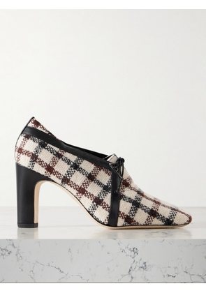 Manolo Blahnik - Stagira 90 Leather-trimmed Checked Tweed Pumps - White - IT36,IT36.5,IT37,IT37.5,IT38,IT38.5,IT39,IT39.5,IT40,IT40.5,IT41,IT41.5,IT42,IT43