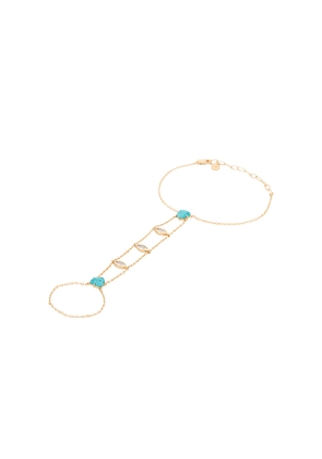 Ettika Turquoise Solstice Hand Chain in Metallic Gold.