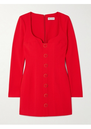 Rebecca Vallance - Cameron Button-embellished Crepe Mini Dress - Red - UK 4,UK 6,UK 8,UK 10,UK 12,UK 14